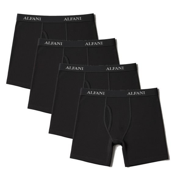 Alfani Men's 4 Pack Boxer Briefs Regular Underwear TAGLESS Black Small NWOT - Picture 1 of 2